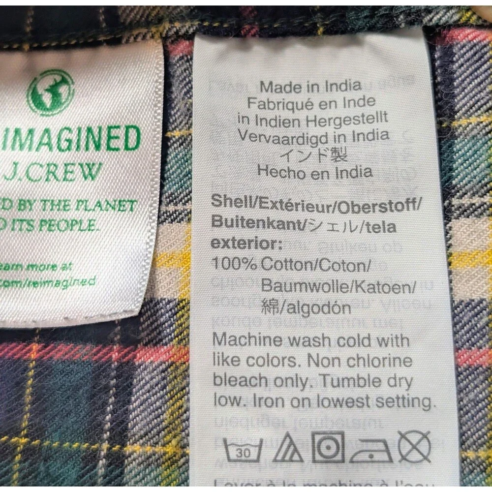 J. Crew Flannel Shirt Size L Plaid Brushed Twill Slim Fit Preppy Classic